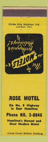 Matchbook Cover - Rose Motel Hamilton ON