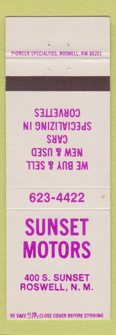 Matchbook Cover - Sunset Motors Roswell NM