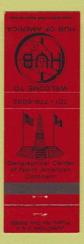 Matchbook Cover - Hub of America Rugby ND