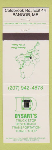 Matchbook Cover - Dysart's Truck Stop oil gas Bangor ME