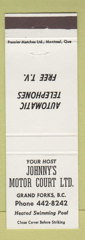 Matchbook Cover - Johnny's Motor Court Grand Forks BC