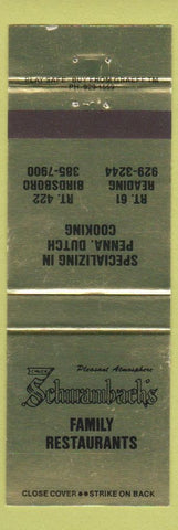 Matchbook Cover - Schwambach's Family Restaurants REAding Birdsboro PA