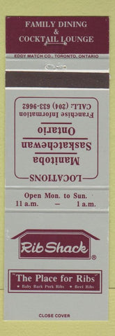Matchbook Cover - Rib Shack BBQ MB SK ON Canada CHAIN