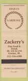 Matchbook Cover - Zackery's Gurnee IL