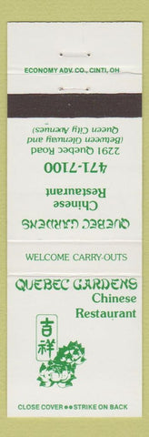 Matchbook Cover - Quebec Gardens Chinese Food QC