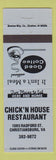 Matchbook Cover - Chick N House Restaurant Christiansburg VA