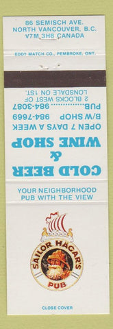 Matchbook Cover - Sailor Hacar's Pub North Vancouver BC