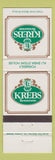 Matchbook Cover - Krebs Restaurants Waterloo London Guelph Brampton ON