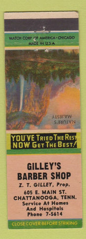 Matchbook Cover - Gilley's Barber Shop Chattanooga TN Mature's Majesty