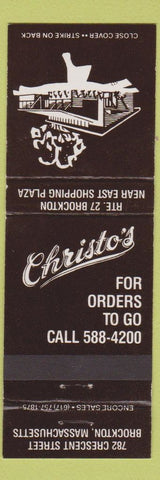 Matchbook Cover - Christio's Brockton MA restaurant