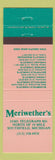 Matchbook Cover - Meriwether's Southfield MI Restaurant