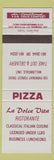 Matchbook Cover - La Dolce Vita Restaurant Pizza Willowdale ON