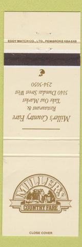Matchbook Cover - Miller's Country Fare Toronto ON WEAR
