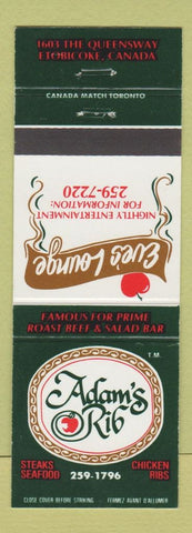 Matchbook Cover - Adams Rib Eve's Lounge Etobicoke ON