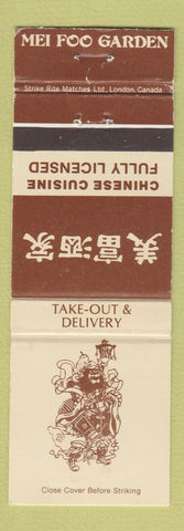 Matchbook Cover - Mei Foo Garden Chinese Oakville Burlington ON