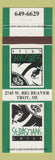 Matchbook Cover - Sebastian's Grill Troy MI