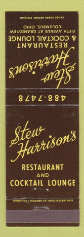 Matchbook Cover - Stew Harrison's Restaurant Columbus OH