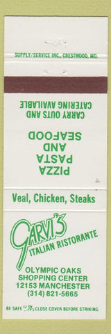 Matchbook Cover - Garvi's Italian Restaurant  Pizza Des Peres MO