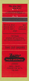 Matchbook Cover - Zeena Pizza Steak Edmonton AB