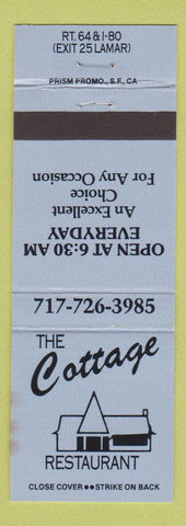 Matchbook Cover - Cottage Restaurant Lamar PA blue WEAR