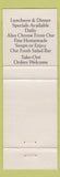 Matchbook Cover - Cottage Restaurant Lamar PA green