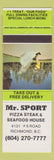 Matchbook Cover - Mr. Sport Pizza Steak Richmond BC