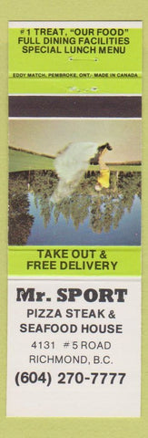 Matchbook Cover - Mr. Sport Pizza Steak Richmond BC
