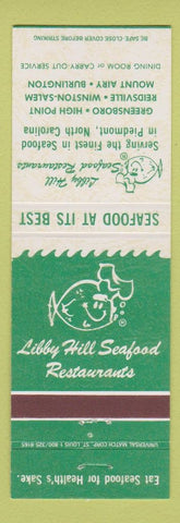 Matchbook Cover - Libby Hill Seafood Piedmont N Greensboro High Point Burlington