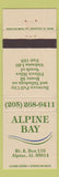 Matchbook Cover - Alpine Bay Alpine AL
