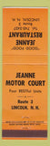 Matchbook Cover - Jeanne Motor Court Lincoln NH