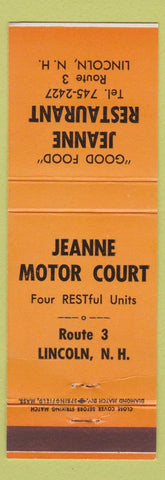 Matchbook Cover - Jeanne Motor Court Lincoln NH