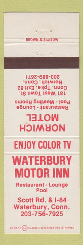 Matchbook Cover - Norwich Motel Waterbury Motor Inn CT