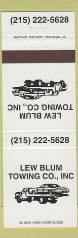 Matchbook Cover - Lew Blum Towing