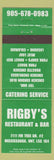 Matchbook Cover - Rigby's Restaurant Bar Mississauga ON