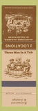 Matchbook Cover - Three Men In A But Restaurant Renton WA Seattle WA