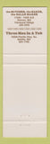 Matchbook Cover - Three Men In A But Restaurant Renton WA Seattle WA