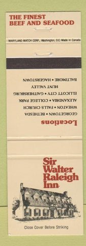 Matchbook Cover Sir Walter Raleigh Inn Georgetown Bethesda Wheaton Hagerstown MD
