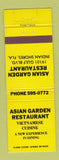 Matchbook Cover - Asian Garden Restaurant Indian Shores FL