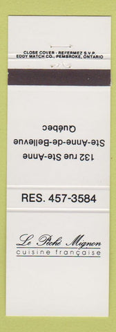 Matchbook Cover - Le Peche Mignon French Restaurant Ste Anne De Bellevue QC