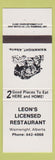 Matchbook Cover - Leon's Licensed Restaurant Wainwright AB
