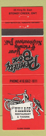Matchbook Cover - Penalty Box Village Restaurant Tavern Stoney Creek ON