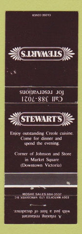 Matchbook Cover - Stewart's Restaurant Victoria BC