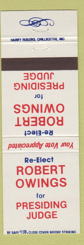 Matchbook Cover - Robert Owings Judge Election