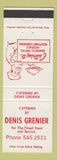 Matchbook Cover - Denis Grenier Catering Canada