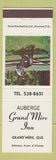 Matchbook Cover - Auberge Grand Mere Inn Grand Mere QC