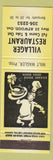 Matchbook Cover - Villager Restaurant Atwood ON