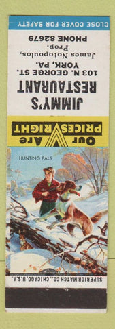 Matchbook Cover - Jimmy's Restaurant York PA Notopoulos Hunting Pals
