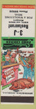 Matchbook Cover - 3J Restaurant hillbilly Fried Chicken Kissin Booth