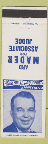 Matchbook Cover Ard Mader Associate Judge election