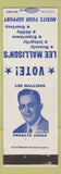 Matchbook Cover - Lee Mallison Election Probate Judge Battle Creek MI